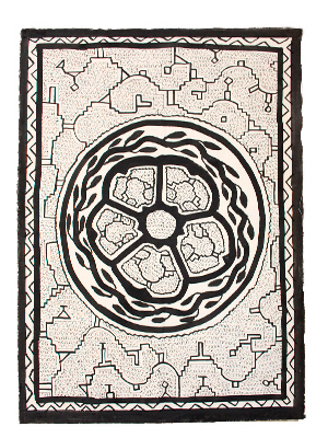 Manto shipibo original blanco pintado a mano 58*80cm